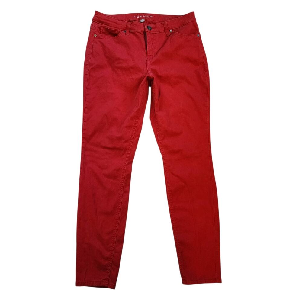 Hannah Womens Skinny Jeans Size 10 Red Mid Rise Stretch